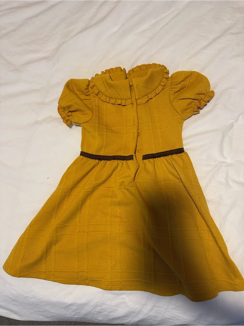 Janie and Jack Mustard Yellow Textured Dress with Ruffled Collar
